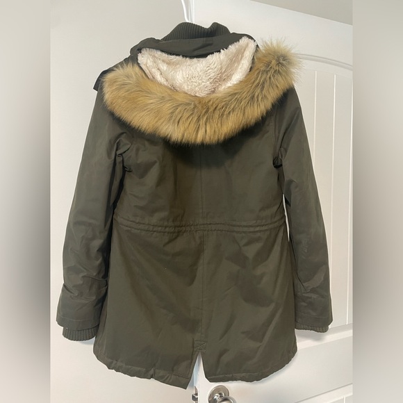 Superdry Olive Green Wind Parka with Faux Fur Hood - Picture 11 of 12